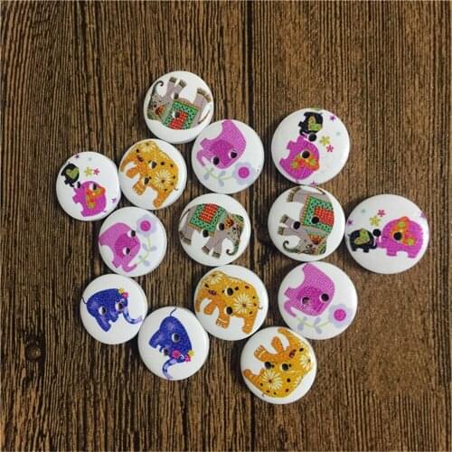 100pcs 15mm Mixed Alphabets Round Buttons Crafts Cards Decorations Round Wood 2 Holes Sewing Cartoon Button