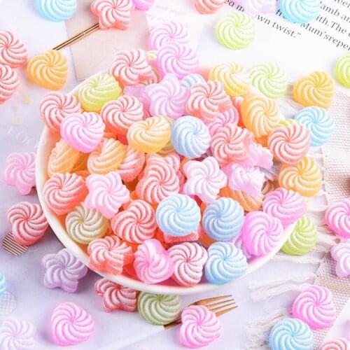 100pcs Colorful Swirl Candy Simulation Food Resin Flatback Cabochon Craft Scrapbooking Hair Bow Embellishments DIY 16/17mm