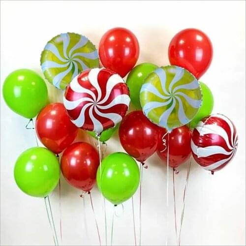 18inch Red Green Round Candy Christmas Foil Balloon Lollipop Helium Globos Baby Shower Birthday Party Xmas New Year Decorations