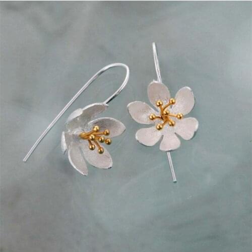 2020 Elegant Big Silver Drop Earrings For Women Wedding Brincos Jewelry Statement Daisy Flower Dangle Earring Pendientes Bijoux