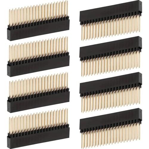 8PCS,2X20(40 Pin) Extra Tall Female 0.1 Inch Pitch Stacking Header for Raspberry Pi A+/B+/Pi 2/Pi 3 Extra Tall Header