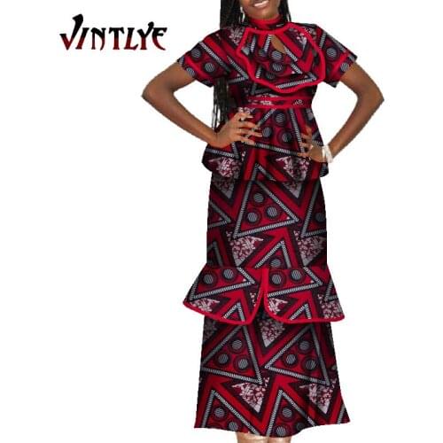 African Clothes for Women 2 Piece Sets African Evening Gowns Dashiki Outifits Maxi Plus Size Fashion Robe Africaine Femme Wy201