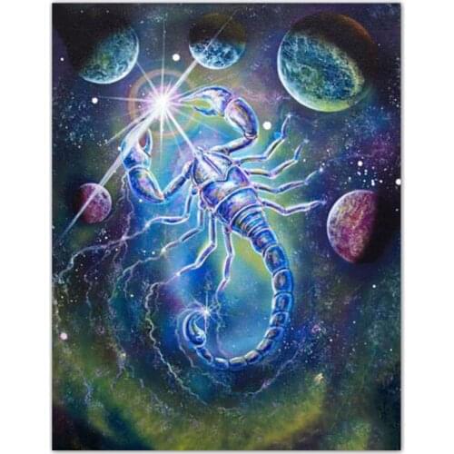 5D DIY Full Square Diamond Painting Scorpion in space Diamond Embroidery Cross stitch Rhinestone Mosaic Decor