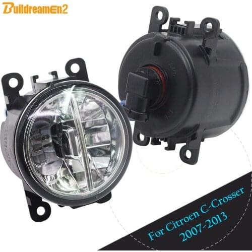 Buildreamen2 For Citroen C-Crosser 2007-2013 Car Front LED Bulb Fog Light Daytime Running Light DRL White 12V Styling