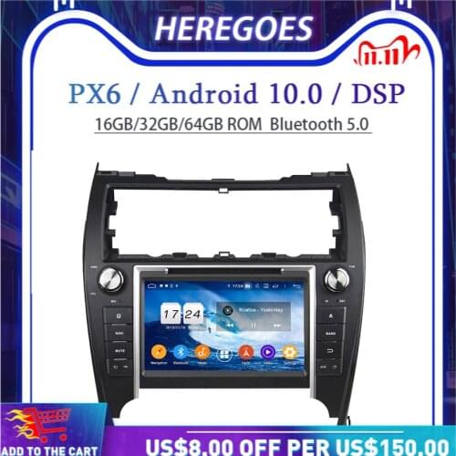 PX6 Car DVD Player DSP Android 10.0 4GB + 64GB Wifi Bluetooth 5.0 RDS RADIO GPS Map For Toyota CAMRY 2012-2017 USA middle east