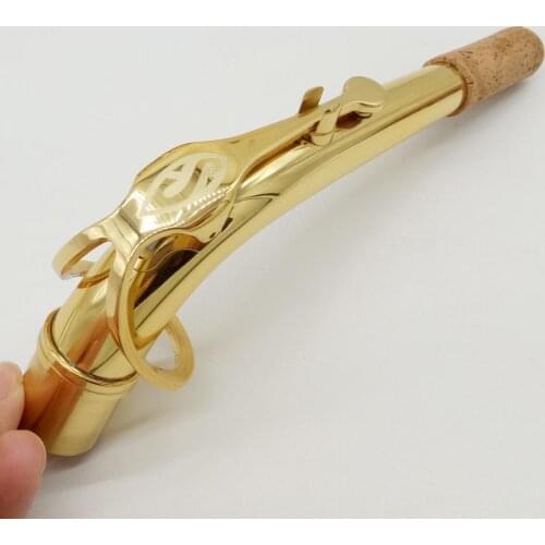 Free Shipping Music Fancier Club Professional Instrument Alto Saxophone Neck Brass Gold Lacquer Sax Custom Neck Accessories