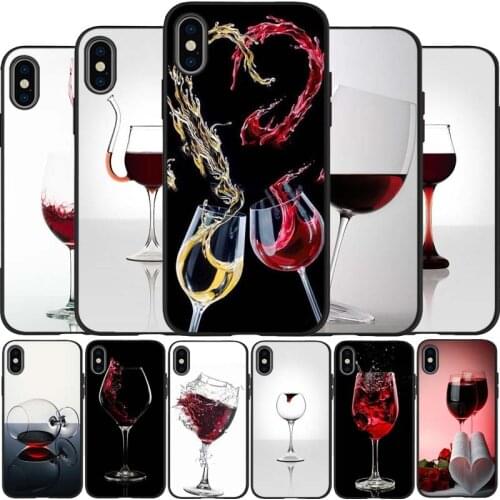 Red wine glass black Silicone Phone Case For iPhone 12 XR XS Max 5 5S SE 2020 6 6S 7 8 PLUS X 11Pro Max 11 Cover