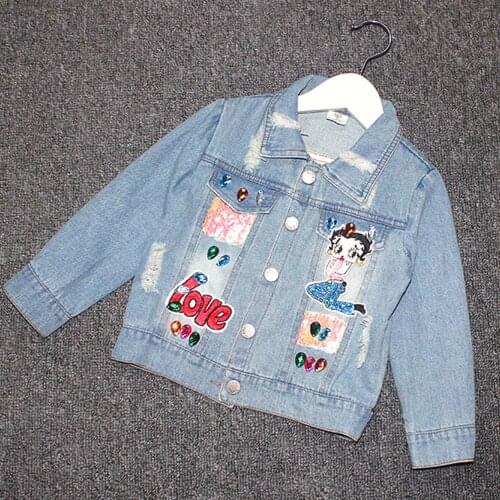 Kids Jean Jackets For Girls Spring Autumn Cartoon Cute Children Outwear Coats Fashion School Toddler Clothes