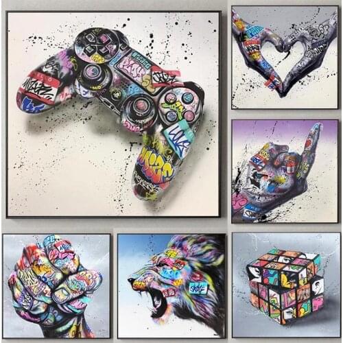 DIY 5D Diamond Painting Graffiti Art Game Handle Cross Stitch Kit Diamond Embroidery Mosaic Art Rhinestone Home Decoration Gift