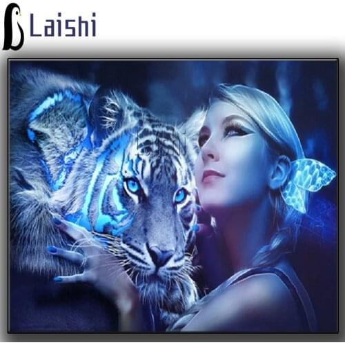 Diy Full Diamond Embroidery Animal Diamond Painting Fairyland Fantasy Beauty Tiger Mosaic Furniture Decoration Ornaments Hobby