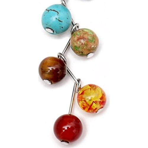 7 Chakra Long Dangle Earrings Natural Stone Yoga Earrings Healing Engery Earring E56A