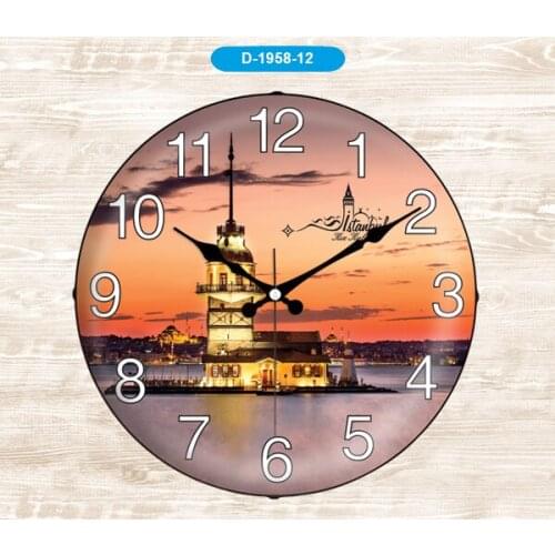 Galaxy D-1958-12 Bombe Mica Glass Wall Clock GIRL TOWER