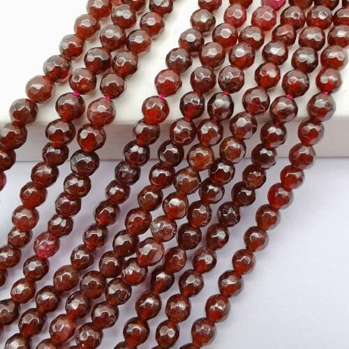 4MM Garnet Stone Faceted Loose Beads Strand 15 Inch Jewelry Making A329