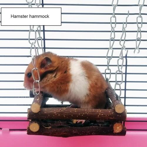 Hamster Wooden Hammock Small Animals Products Hamster Chinchilla Toys Wooden Swing Hanging Bed Parrot Rest Pet Toys Cage