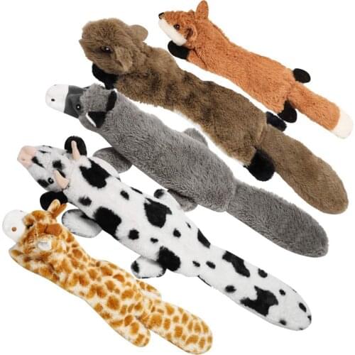 No Stuffing Dog Toys with Squeakers Pet Dog Plush Toys Stuffingless Fox Skunk Fur Toys for Small Medium Large Dog Pets Supplies