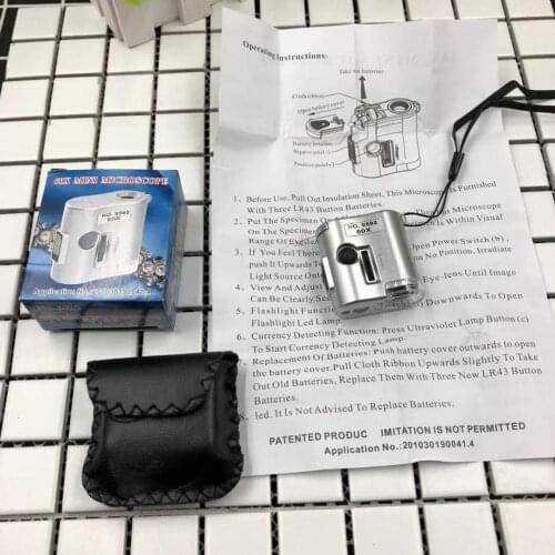 Study 60 times mini with LED light counterfeit identification microscope high magnification magnifier factory home wholesale