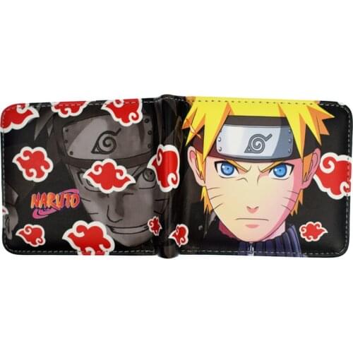 Kakashi Sasuke Black Leaf Village Konoha Ninja Wallet Short Purse With Coin Pocket for Young and Boy