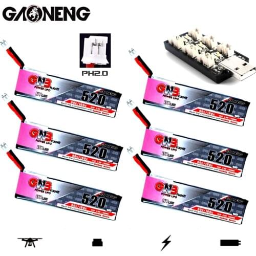 Gaoneng GNB 520mAh 3.8V 80C/160C 1S HV 4.35V Lipo Battery Charger Set PH2.0 Plug For Emax Tinyhawk Kingkong LDARC TINY7 RC Parts