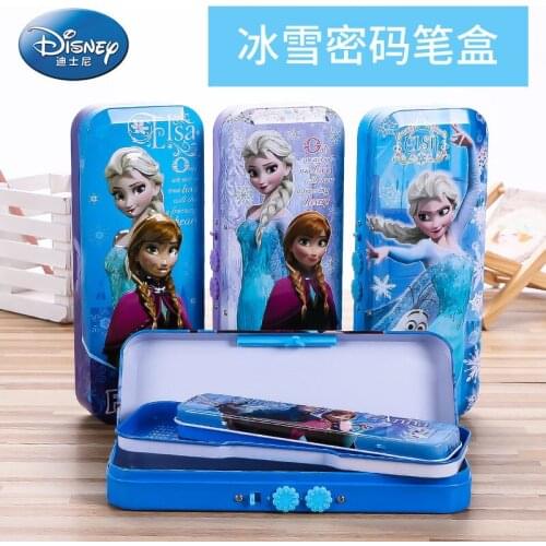 Disney Frozen Stationery Box with Multiplication Table Cartoon Password Lock Double Stylus Box School Supplies Gift