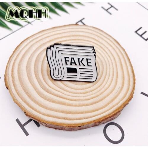 Creative Cartoon Newspaper Dialog FAKE Books Enamel Alloy Brooch Badge T-shirt Pins Bags Accessories Jewelry Gifts For kid