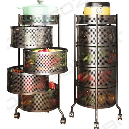 Kitchen vVegetable Shelf Floor Type Multi-Layer Round Rotatable Fruit Storage Basket Household Multifunctional Storage Rack