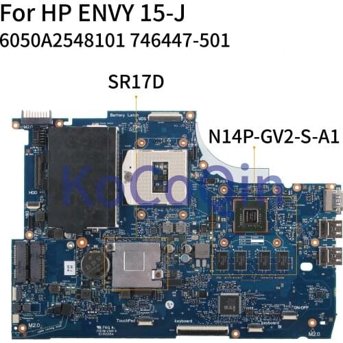 KoCoQin Laptop motherboard For HP ENVY15-J 15-J 740M/2G HM87 Mainboard 746447-001 746447-501 6050A2548101 SR17D N14P-GV2-S-A1
