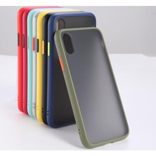 Hybrid Color Simple Matte Bumper Phone Case For iPhone 11 Pro Max XR XS 8 7 Plus SE 2020 Shockproof Silicone Bumper Clear Cover