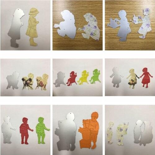 Sit Stand Girl Boy Metal Cutting Dies Stencils For DIY Scrapbooking Photo Album Decorative Embossing Paper Cards Crafts Die Cut