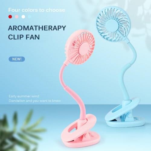 Mini Aromatherapy Clip Fan USB Rechargeable Portable Electric Small Fan Summer Outdoor Travel Hanging Bendable Cooling Fans