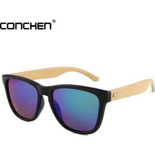 CONCHEN Wood Sunglasses Women Fashionable Handmade Bamboo UV400 Sunglasses Metal Hinge Wooden Sun Glasses Men High Quality