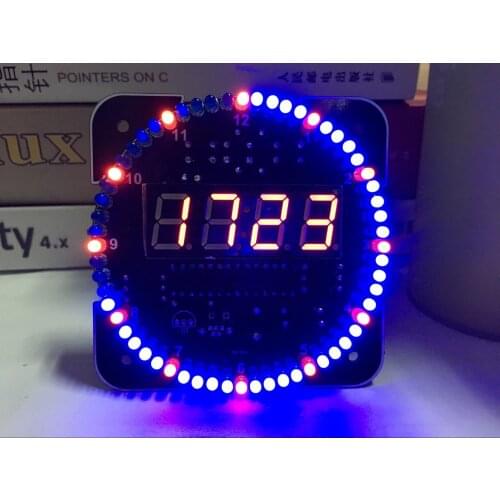 DIY electronic kit led clock kit digital tube Round DS1302 light sensor temperature control DIY build kit with case