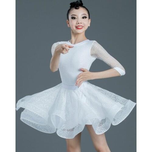 New Children Latin Dance Dress Performance Wear Girls Latin Dance Skirt Practice Suit Autumn and Winter Latin Ballroom Dance