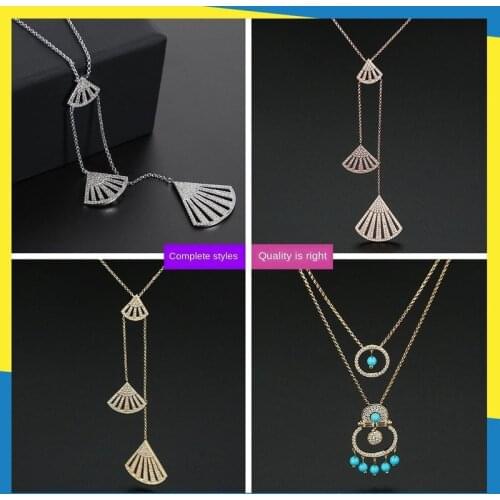 New fan-shaped diamond necklace Japan and South Korea ins design wild temperament clavicle chain women brand jewelry