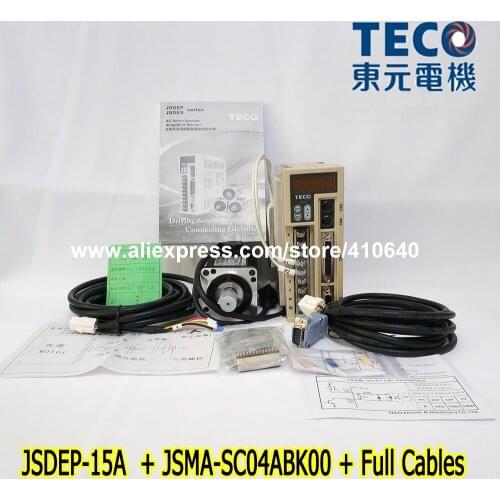 Genuine TECO 400W Servo Motor JSMA-SC04ABK00 And TECO Servo Motor Drive JSDEP-15A with Cable CE and UL Certificate