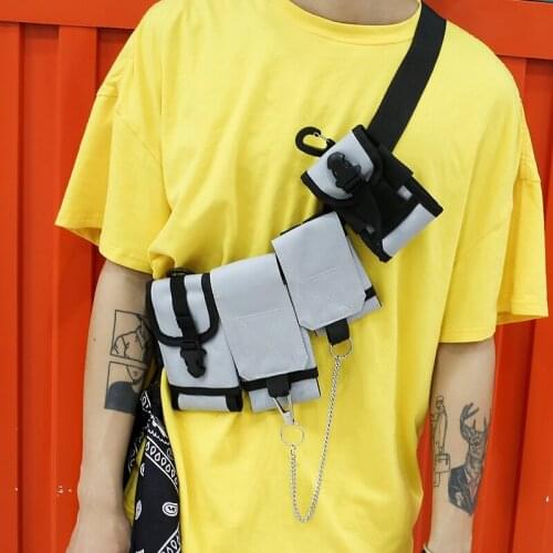 PORTABLE CASUAL POUCH WAIST PACKS MEN CHEST BAG FASHION CHEST RIG FANNY PACK MULTI-POCKET TRAVEL CROSSBODY PHONE BELT BAG