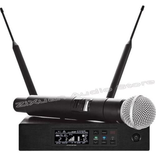 Professional True Diversity UHF Stage Performance Wireless Handheld Microphone Headset Lavalier Wireless Microphone System MIC