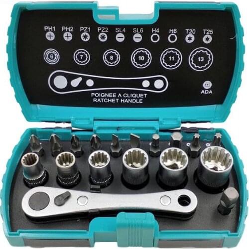 18Pcs Ratchet Wrench 6-13mm Socket Adjustable Spanner Torx Slotted Phillips Screw Nuts Key Set Repair Bicycle Tools