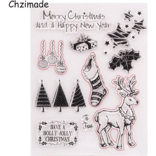 Chzimade Merry Christmas Silicone Clear Stamps Transparent Seal DIY Scrapbooking Photo Album Decorative Stamps
