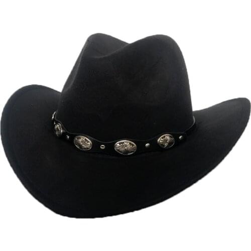 Classic Punk Men Boat Brim Fedoras Hats Vintage Women Fall Winter Felt Bowler Cowboy Panama Hat