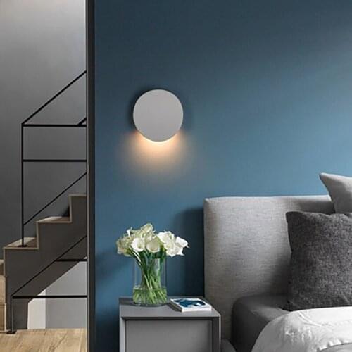 Modern Minimalist LED Wall Lamp Round White Balcony Porch TV Background Wall Lamp AC 85-265V Bedroom Decoration Light