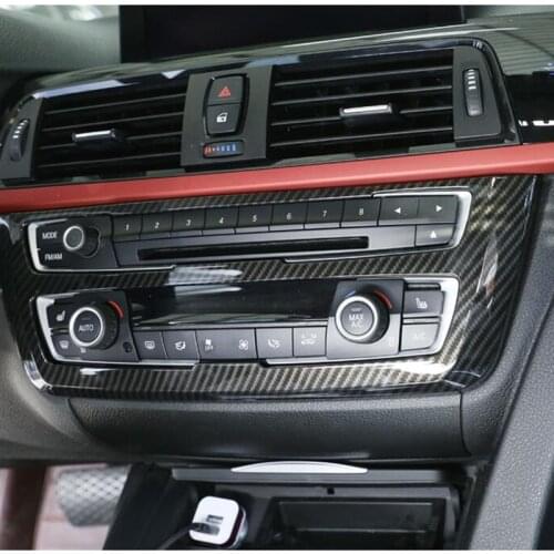 Car Styling Center Console Volume Buttons Frame Decoration Cover Trim For BMW 3 4 Series 3GT 2013-18 Carbon Fiber Style