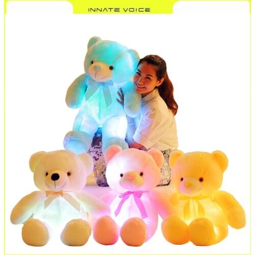 ZK30 30/50cm Glow LED Teddy Bear Creative Light Up Teddy Bear Stuffed Animal Light Up Plush Toys Boy Girl Toys For Birthday Gift