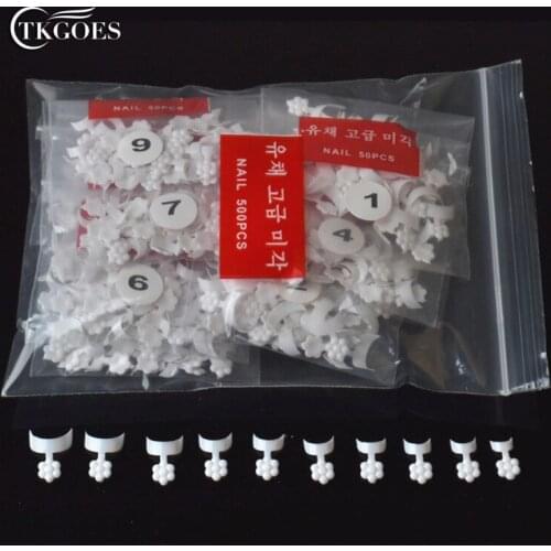 TKGOES 500PCS Decorative White French Style False Acrylic Nail Art Tips Manicure 10 Sizes UV Gel Decoration Finger Art Practic