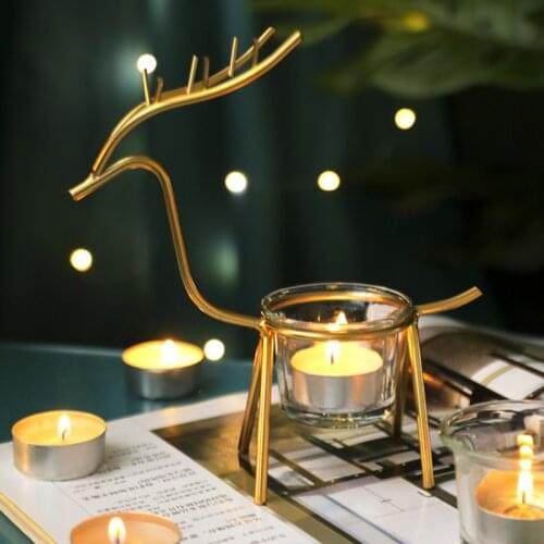Creative Elk Metal Candle Holder Wedding Party Candlestick Table Decoration Ornaments Home Decor Iron Artcraft Deer Portavelas