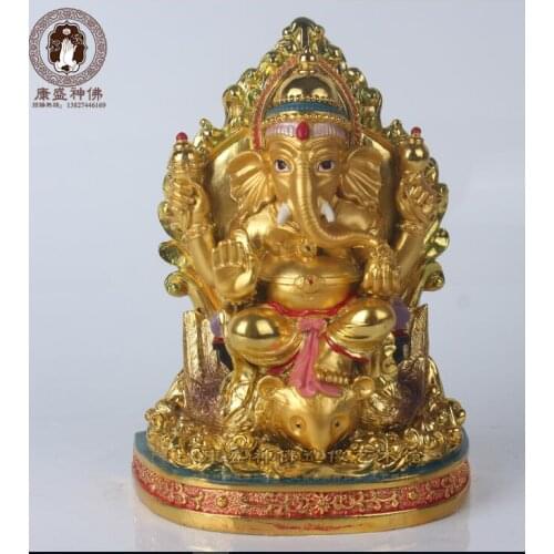 Unique-- Greco-Buddhist HOME OFFICE Talisman efficacious House Protection # India, Thailand Gilding Ganesha Buddha statue
