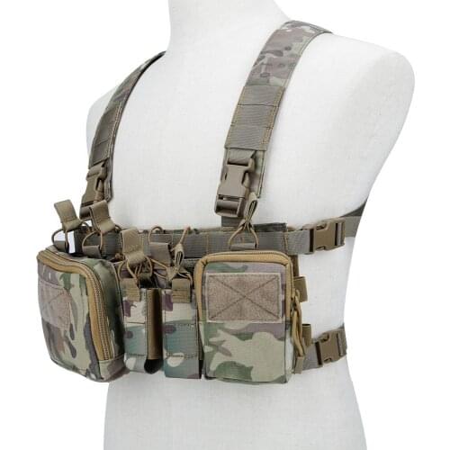 Military Tactical Vest Chest Rig Carrier Harness with Molle Magazine Pouch Nylon Airsoft Paintball Hunting Equipment