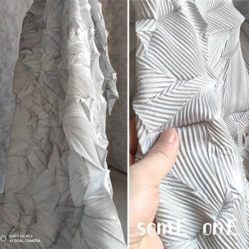 Louver Pleated Fabric Light Gray Miyake Folds DIY Clothes Wedding Dress Art Painting Background Decor Designer Fabric