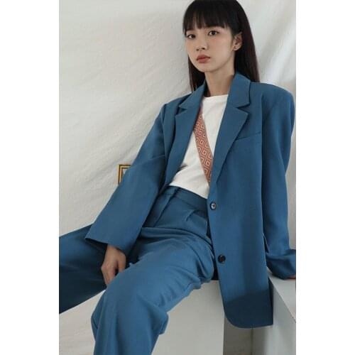 Womens blue office suit women 2021 spring and autumn fashion suit suit temperament suit jacket and pants casual two-piece suit