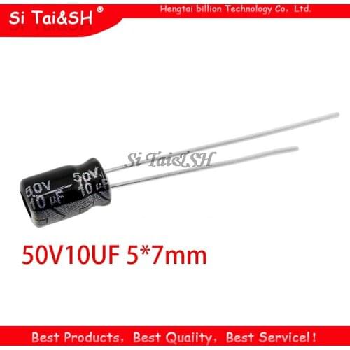 50PCS Higt quality 50V10UF 5*7mm 10UF 50V 5*7 Electrolytic capacitor