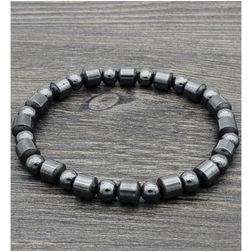 8mm 3wf2 adjusted Charm nature stone hematite Bracelet Healing Balance Prayer Reiki Chakra Buddha Yoga Bangles